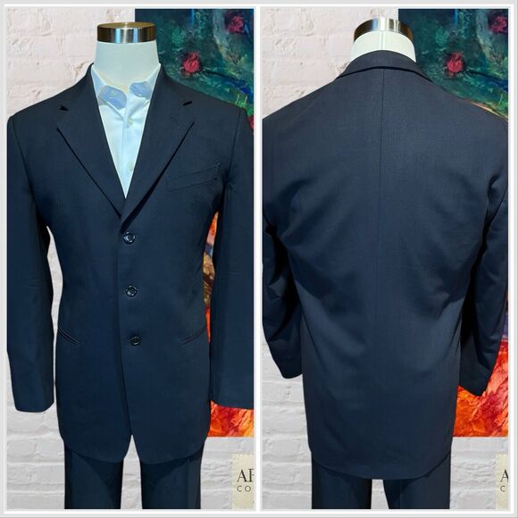 Armani Collezioni 42L Dark Navy Blue 3-Button Blazer Sport Coat Suit Jacket - Picture 6 of 13